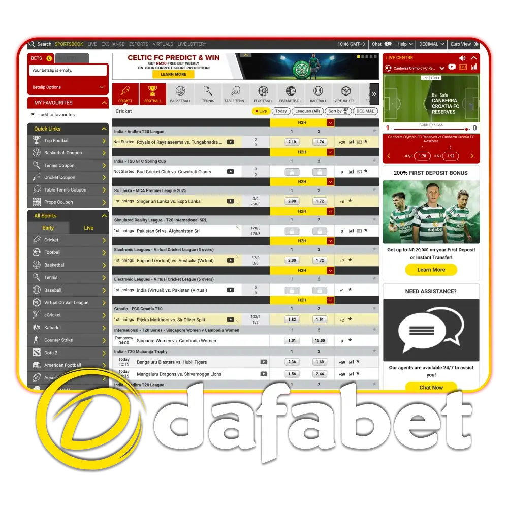 Experience nonstop cricket excitement at Dafabet.