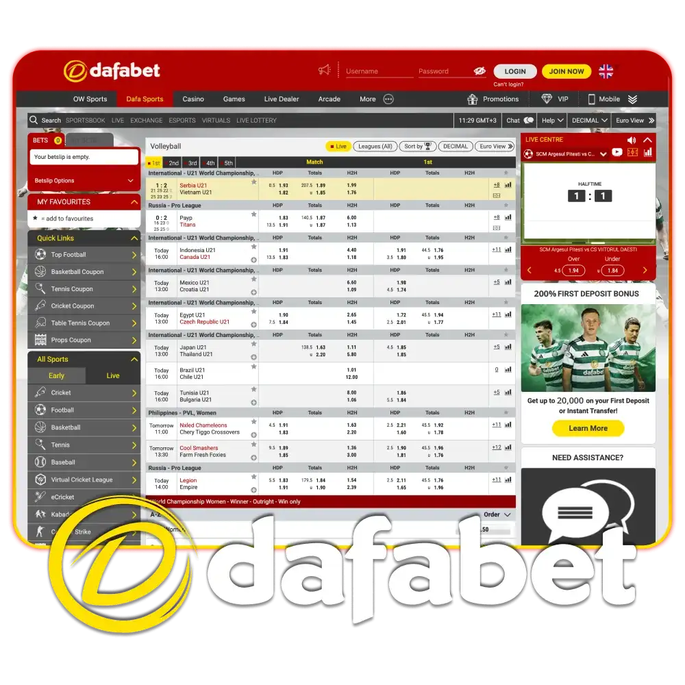 Discover volleyball betting at Dafabet.